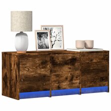 Tv-meubel met LED 97x34x40 cm bewerkt hout gerookt eikenkleur