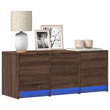 Tv-meubel met LED 97x34x40 cm bewerkt hout bruin eikenkleurig