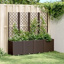 Plantenbak met latwerk 160x40x140 cm polypropeen bruin