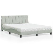 Bed met matras fluweel lichtgrijs 160x200 cm