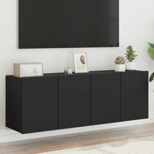 Tv-meubels 2 st wandgemonteerd 60x30x41 cm zwart