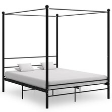 Hemelbedframe metaal zwart 160x200 cm 