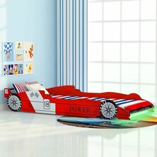 Kinderbed raceauto met LED-verlichting rood 90x200 cm