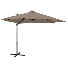 Zweefparasol met paal en LED-verlichting 300 cm taupe