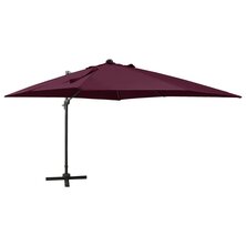 Zweefparasol met paal en LED-verlichting 300 cm bordeauxrood