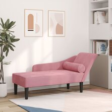 Chaise longue met kussens fluweel roze