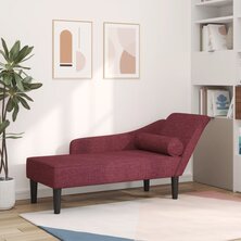 Chaise longue met kussens stof wijnrood