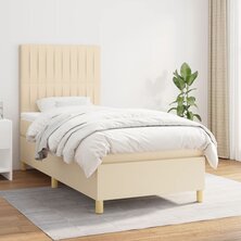 Boxspring met matras stof cr&egrave;mekleurig 80x200 cm