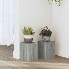 Plantenstandaards 2 st 15x15x20 cm bewerkt hout grijs sonoma