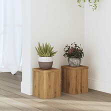 Plantenstandaards 2 st 15x15x20 cm hout artisanaal eiken