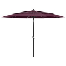 Parasol 3-laags met aluminium paal 3 m bordeauxrood