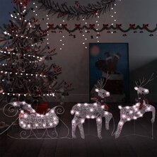 Kerstdecoratie rendieren en slee 60 LED&apos;s goudkleurig 