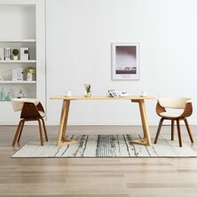 Eetkamerstoelen 2 st gebogen hout en kunstleer cr&egrave;mekleurig