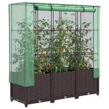 Plantenbak verhoogd met kashoes 120x40x138 cm rattanlook