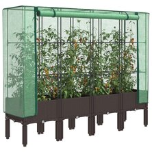 Plantenbak verhoogd met kashoes 160x40x140 cm rattanlook