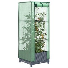 Plantenbak verhoogd met kashoes 40x40x123 cm rattanlook