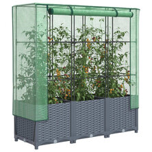 Plantenbak verhoogd met kashoes 120x40x138 cm rattanlook