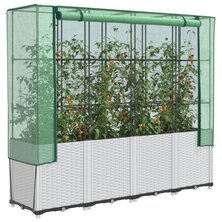 Plantenbak verhoogd met kashoes 160x40x153 cm rattanlook