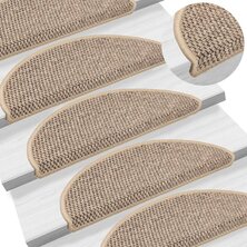 Trapmatten zelfklevend 15 st sisal-look 56x17x3 cm donkerbeige