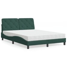 Bed met matras fluweel donkergroen 140x190 cm