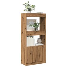 Hoge kast 63x33x140 cm bewerkt hout artisanaal eikenkleurig