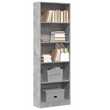 Boekenkast 60x24x176 cm bewerkt hout betongrijs