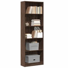 Boekenkast 60x24x176 cm bewerkt hout bruin eikenkleurig