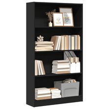 Boekenkast 80x24x143 cm bewerkt hout zwart