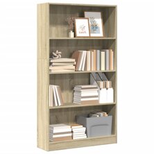 Boekenkast 80x24x143 cm bewerkt hout sonoma eikenkleurig