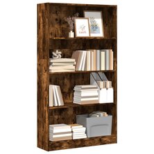 Boekenkast 80x24x143 cm bewerkt hout gerookt eikenkleurig