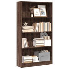 Boekenkast 80x24x143 cm bewerkt hout bruin eikenkleurig