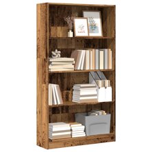 Boekenkast 80x24x143 cm bewerkt hout oud houtkleurig