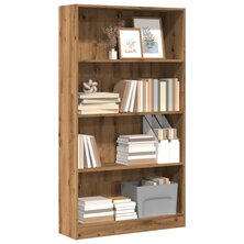 Boekenkast 80x24x143 cm bewerkt hout artisanaal eikenkleurig