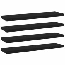 Wandschappen 4 st 40x10x1,5 cm bewerkt hout zwart