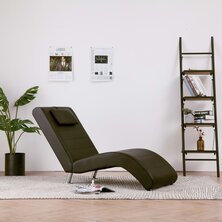 Chaise longue met kussen kunstleer bruin