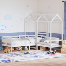 Kinderbed met bank en huisje massief grenenhout wit 90x190 cm