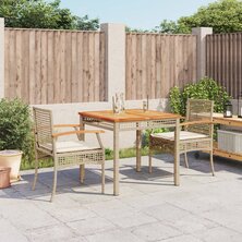 3-delige Tuinset met kussens poly rattan beige