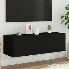 Tv-wandmeubel met LED-verlichting 100x35x31 cm zwart