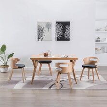 Eetkamerstoelen 4 st gebogen hout en kunstleer zwart