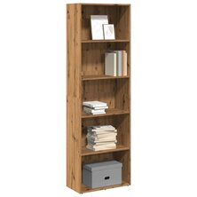 Boekenkast 60x30x189 cm bewerkt hout artisanaal eikenkleurig