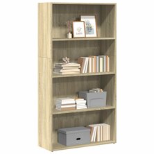 Boekenkast 80x30x152 cm bewerkt hout sonoma eikenkleurig