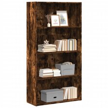 Boekenkast 80x30x152 cm bewerkt hout gerookt eikenkleurig