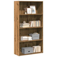 Boekenkast 80x30x152 cm bewerkt hout artisanaal eikenkleurig