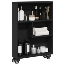 Opbergtrolley smal 48x13x68 cm bewerkt hout zwart