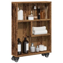 Opbergtrolley smal 48x13x68 cm bewerkt hout oud houtkleurig