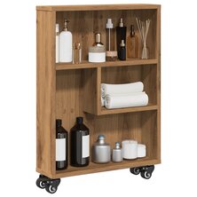 Opbergtrolley smal 48x13x68 cm bewerkt hout artisanaal eiken