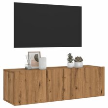 Tv-wandmeubel 100x30x30 cm bewerkt hout artisanaal eikenkleurig