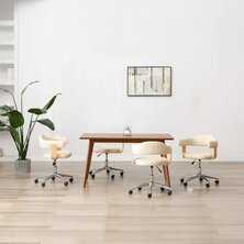 Eetkamerstoelen draaibaar 4 st kunstleer cr&egrave;mekleurig