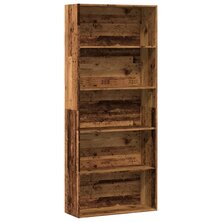 Boekenkast 80x30x189 cm bewerkt hout oud houtkleurig