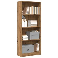 Boekenkast 60x24x143 cm bewerkt hout artisanaal eikenkleurig